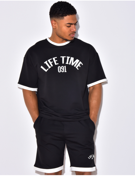 "Life time" T-shirt and shorts set