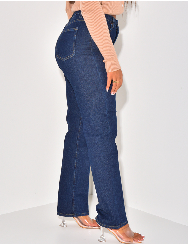   High-waisted jeans, straight fit, raw blue