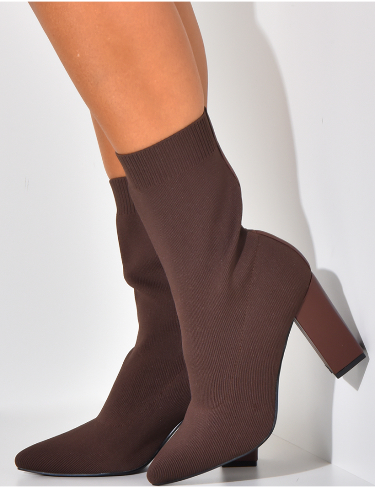 Sock-effect heeled boots