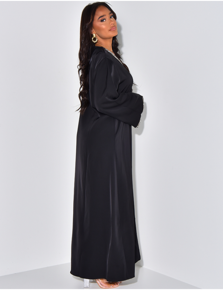 Abaya à bordures en strass