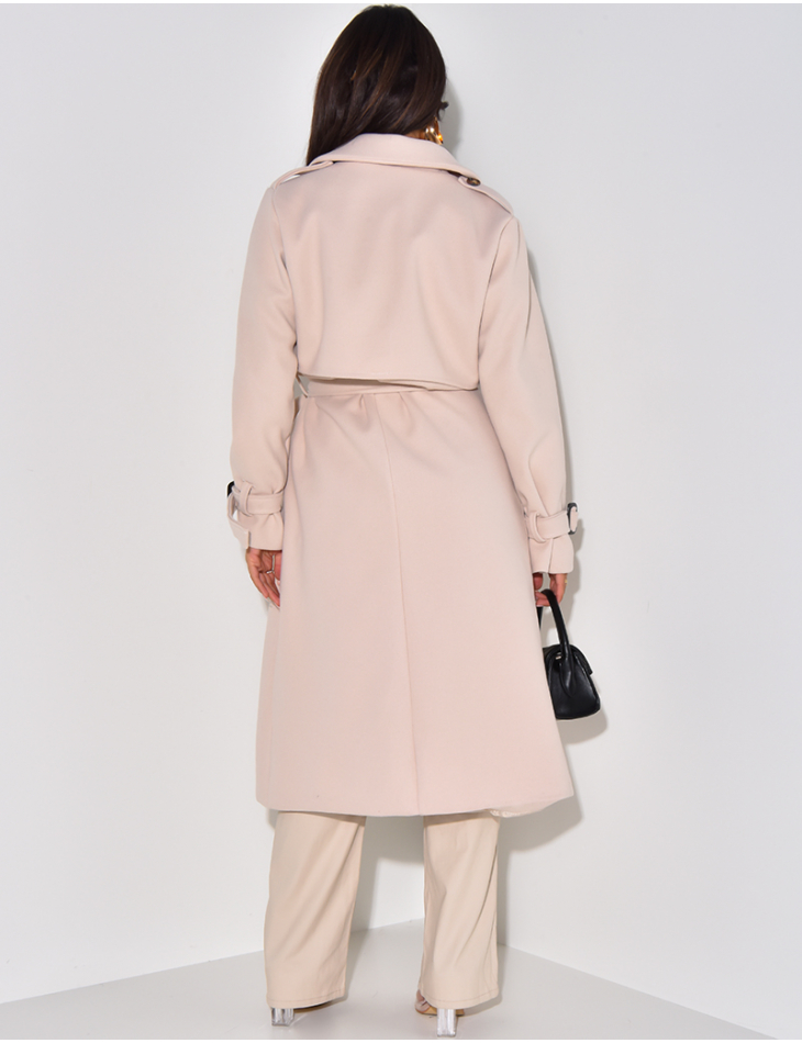 Long coat with lapels and belt