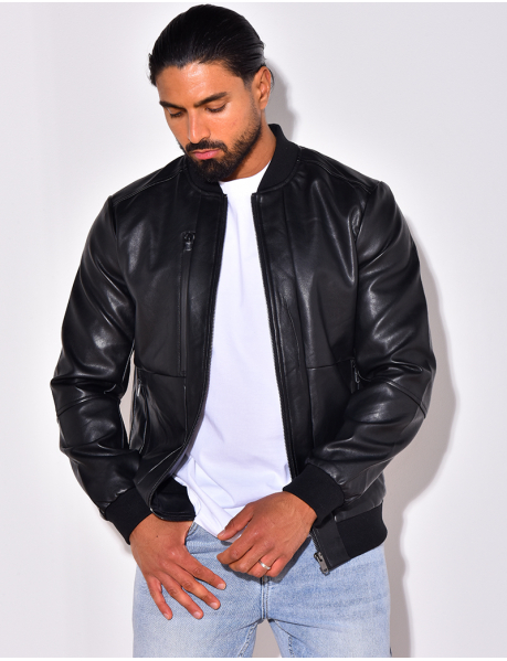 Faux leather bombers