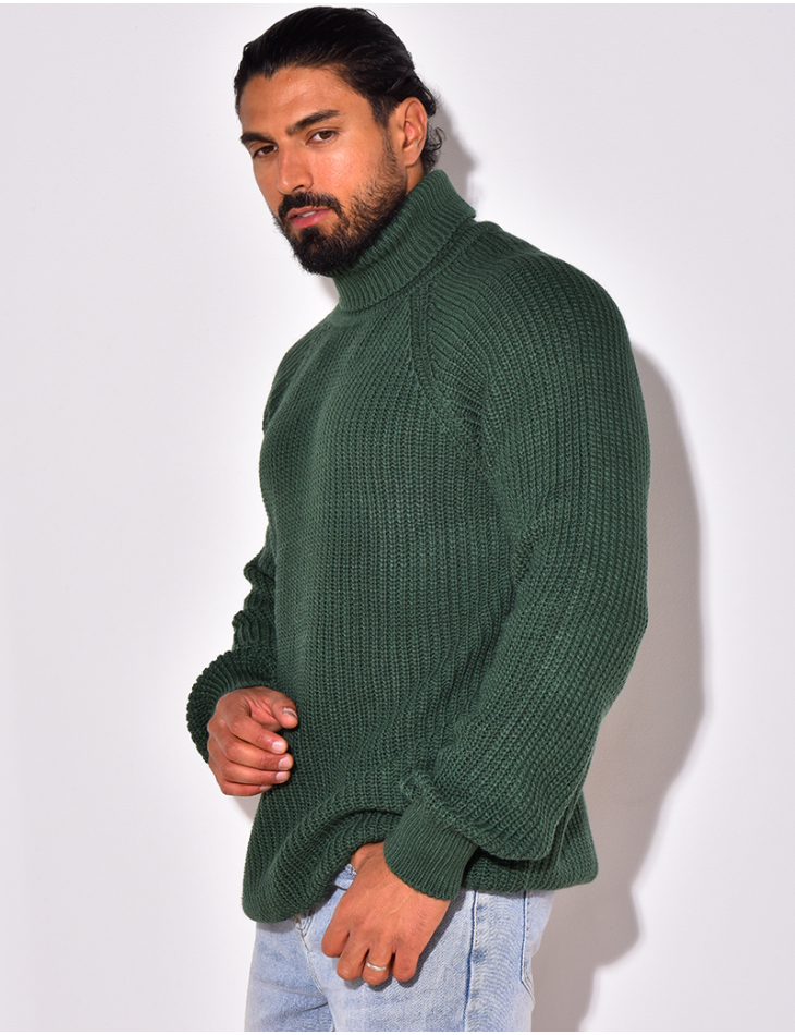   Knit sweater with stand-up collar