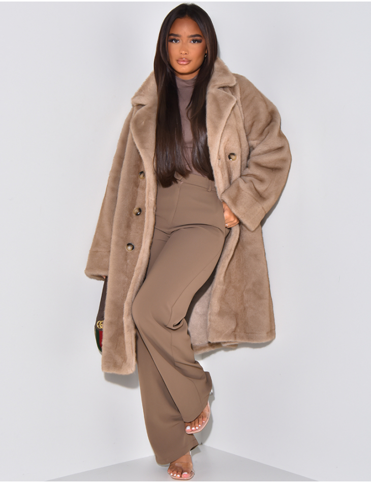   Long coat in premium faux fur
