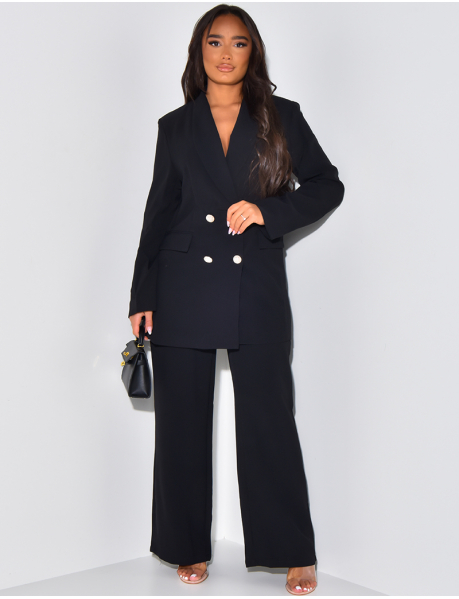 Suit jacket with rhinestone buttons and trousers set