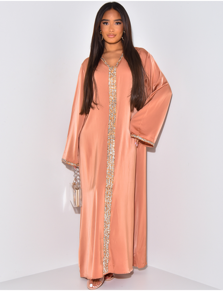   Abaya with rhinestone trim