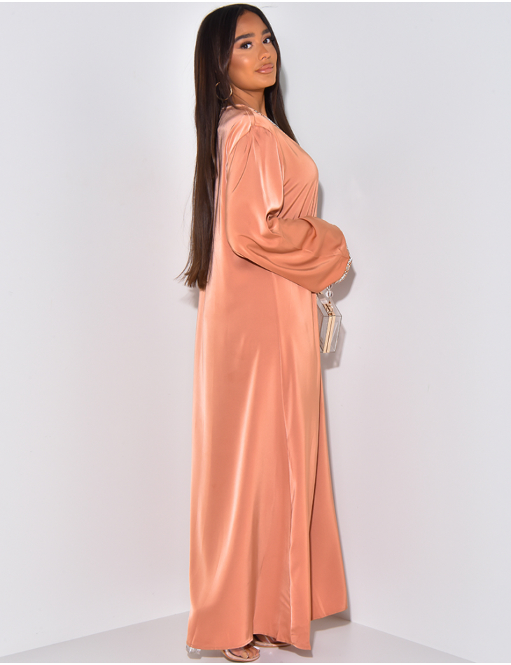 Abaya à bordures en strass