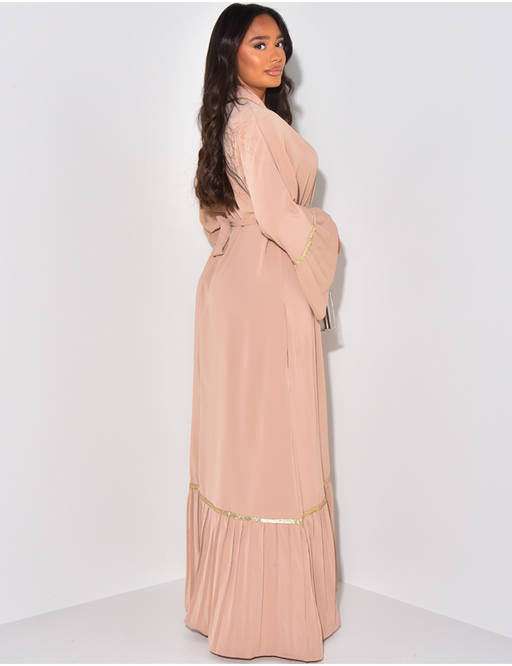 Abaya-Kleid mit Goldbesatz und Rüschen