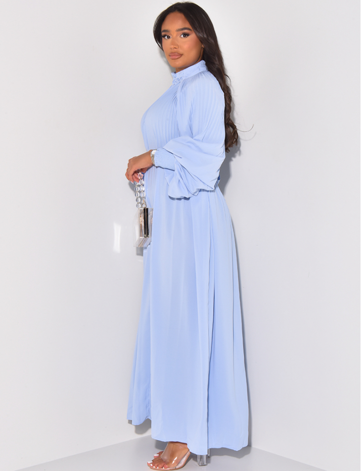 Robe abaya longue plissée à ceinture