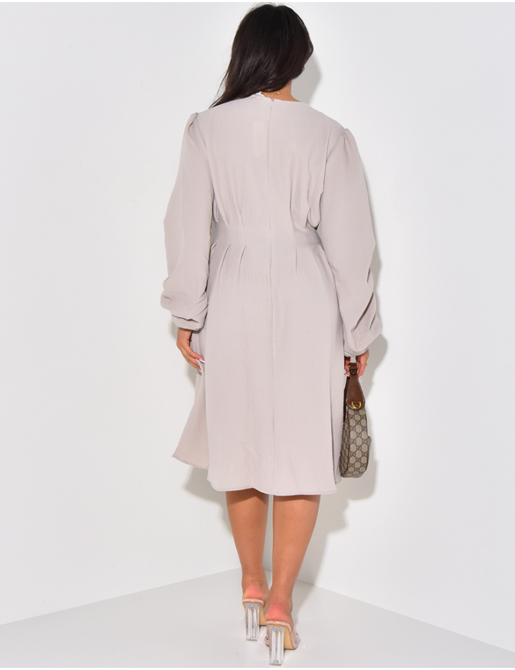 Textured fitted mid-length dress