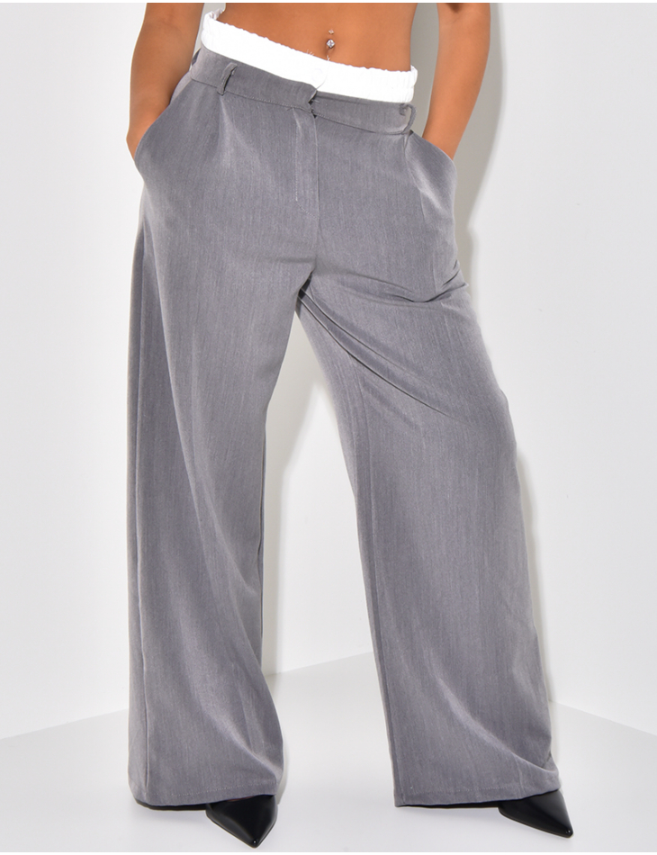 Straight-fit tailored trousers with contrast lining
