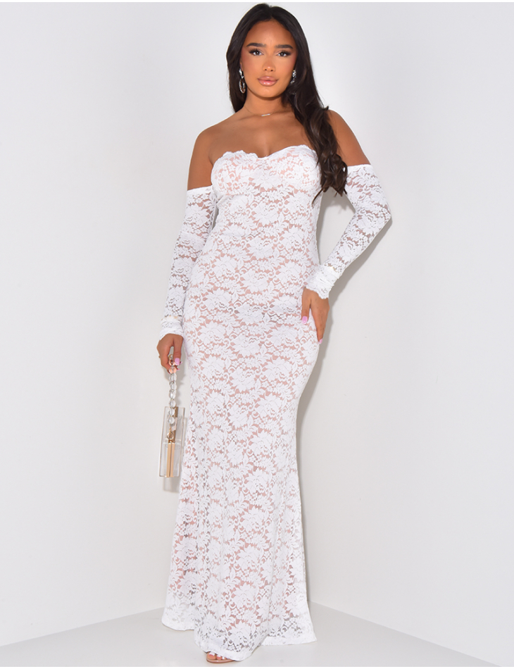 Long lace corset dress with long sleeves