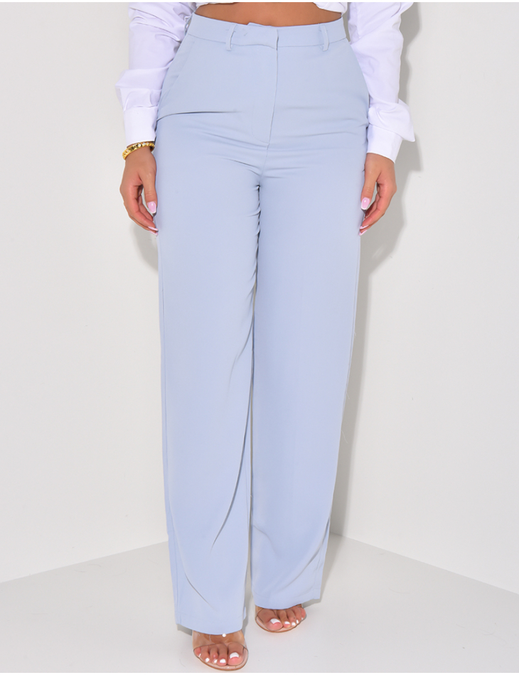 High-waisted, wide-leg tailored pants