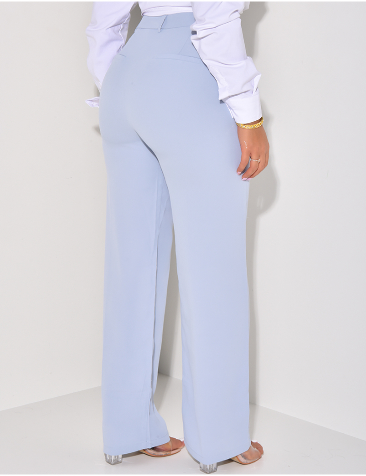 High-waisted, wide-leg tailored pants