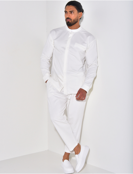 Round-neck trousers and shirt set