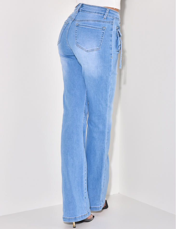 Jeans patte d'eph stretchy poches avant style cargo