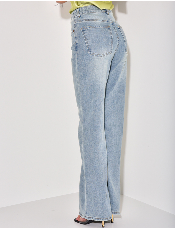 Vintage wash straight-leg jeans
