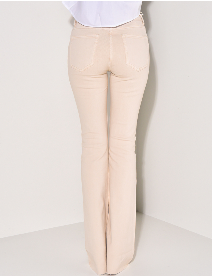 Light beige low-rise jeans with flare legs