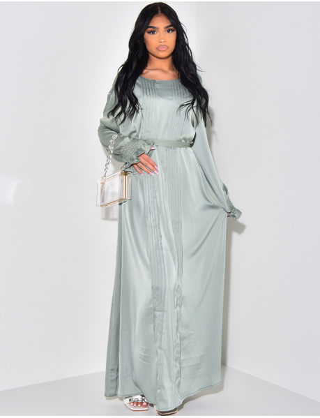 Abaya aus Satin mit Falteneffekt zum Binden