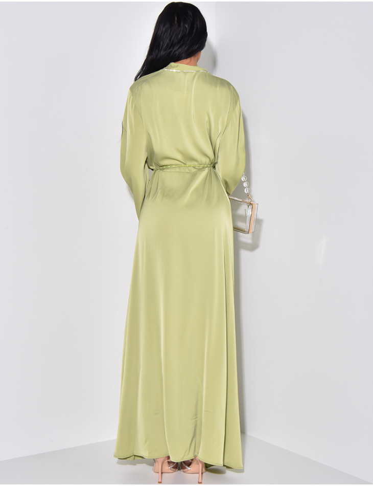Belted rhinestone abaya dress