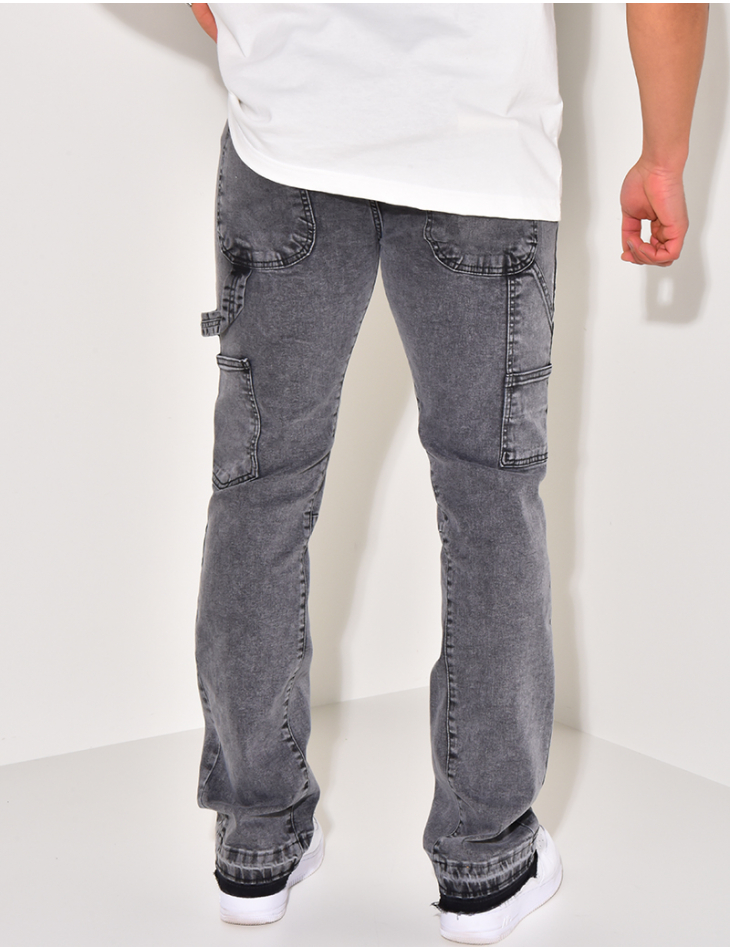 Jeans with panels and stains