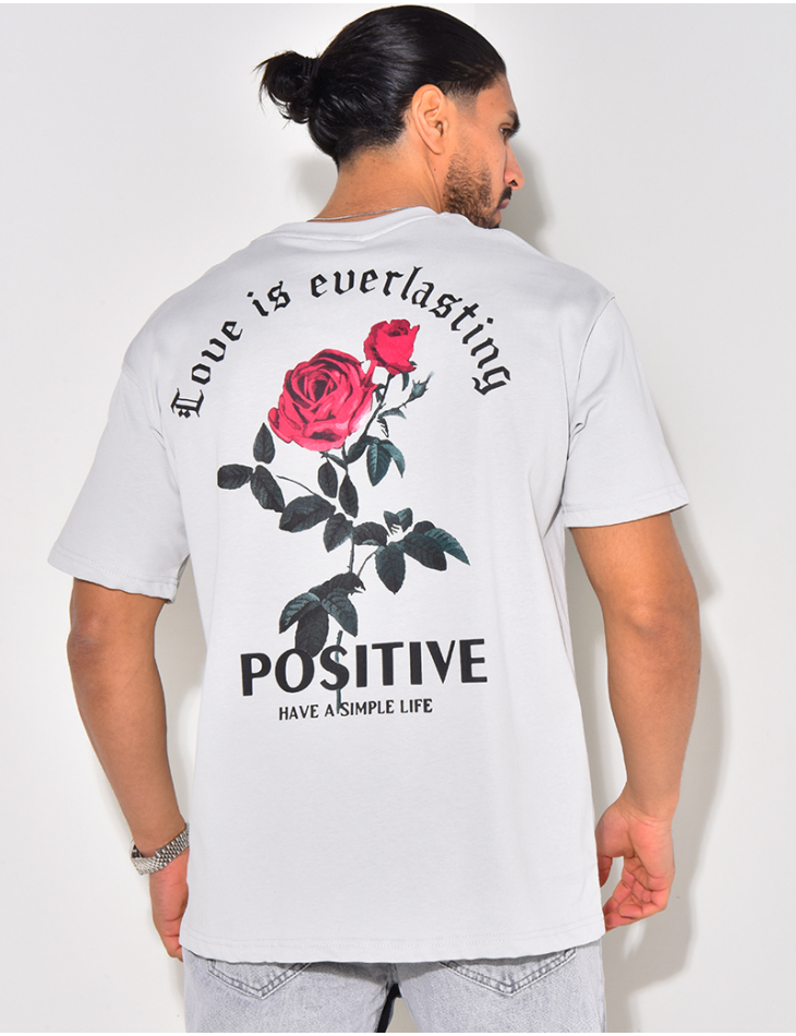 T-shirt "Positive" motifs rose