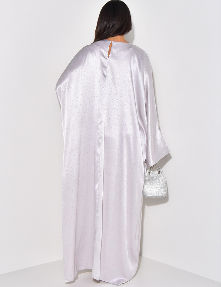 Robe abaya ample en satin à strass