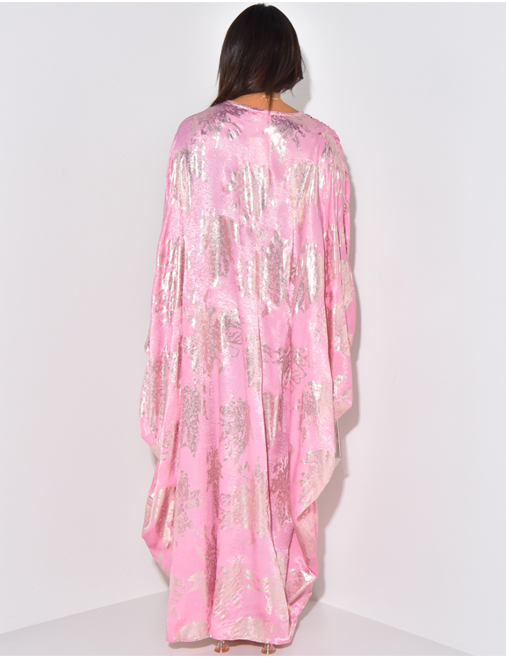 Oversize-Abaya-Kleid zum Binden mit Goldmuster