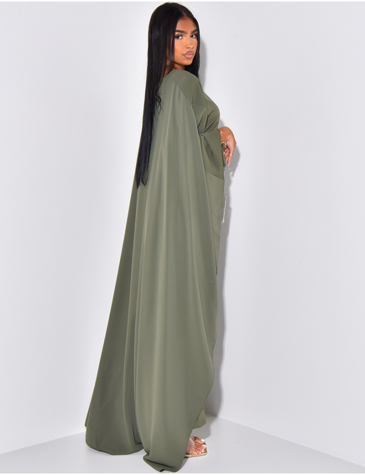   Fluid cape dress to tie at the waist