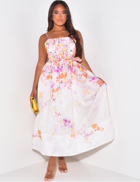 Floral mid-length flared dress